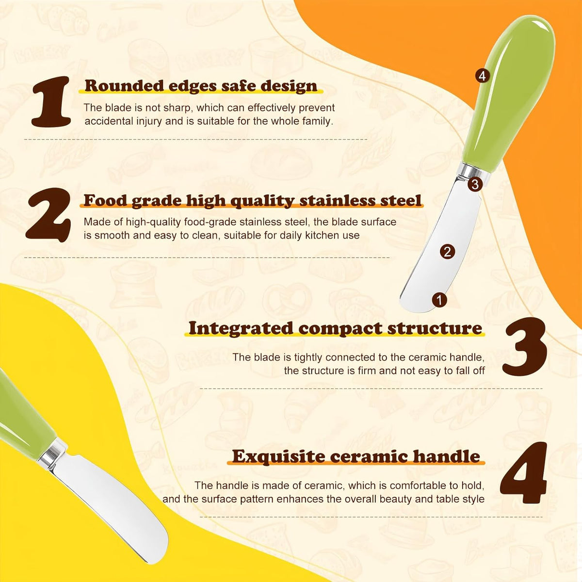 Butter Spreader Knife Set, 2 Pack Butter Knives and Cheese Knives
