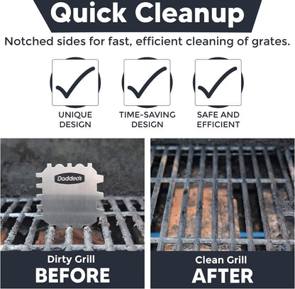 Daddeo's Stainless Steel Barbecue Grill Scraper | Bristle Free | Safe for Gas, Charcoal, Pellet, Wood Burning Grills and Smoker | Gadgets for Men