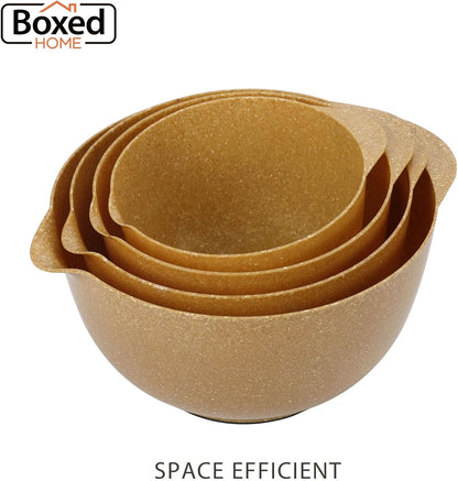BoxedHome 4.5 Quart Large Plastic Mixing Bowls, Microwave Safe Mixing Bowl Set with Pour Spout, Nesting Bowls for Space Saving Storage(Violet Blue)