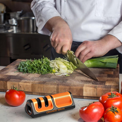 Orange Ninja Mini Knife Sharpener - Coarse & Fine Small Knife Sharpener