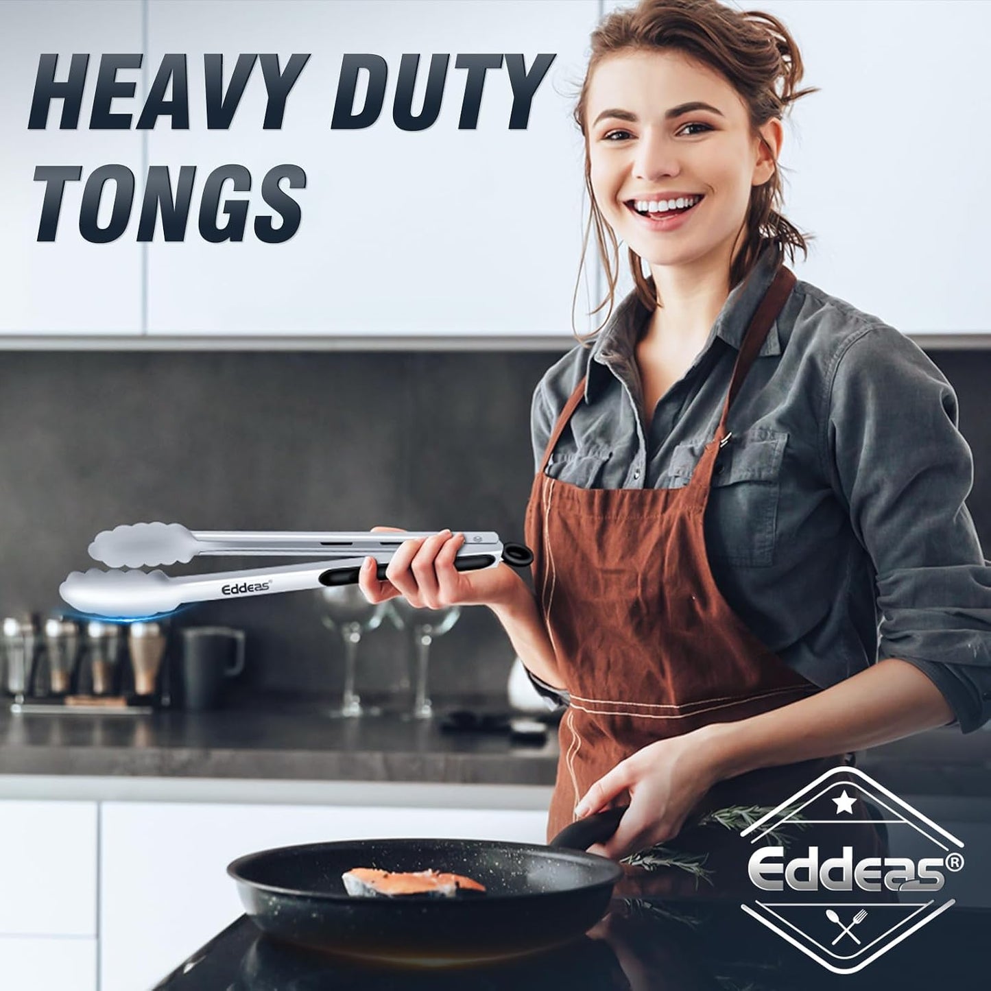 Eddeas Kitchen Tweezers Tongs, Cooking Tweezers Stainless Steel - 3 Size 12'' 10'' & 8 inch Ideal for Meat, pasta, plating and pinching delicate small pieces of food, Set of 3