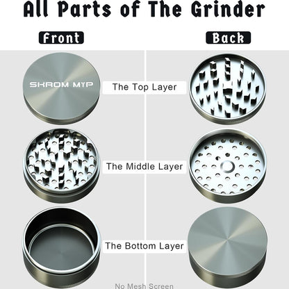 Spice Grinder, Aluminum Large 3" Kitchen Grinder (Grey)