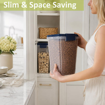 2 Lbs Small Cat Dog Food Storage Container for Bird Seed, Pet Food, 2 Pack | 2QT Versatile Dry Food Bin Portable Dispenser with Wide-Mouth Pour Spout for Rice, Flour, Cereal, Storage and Organization