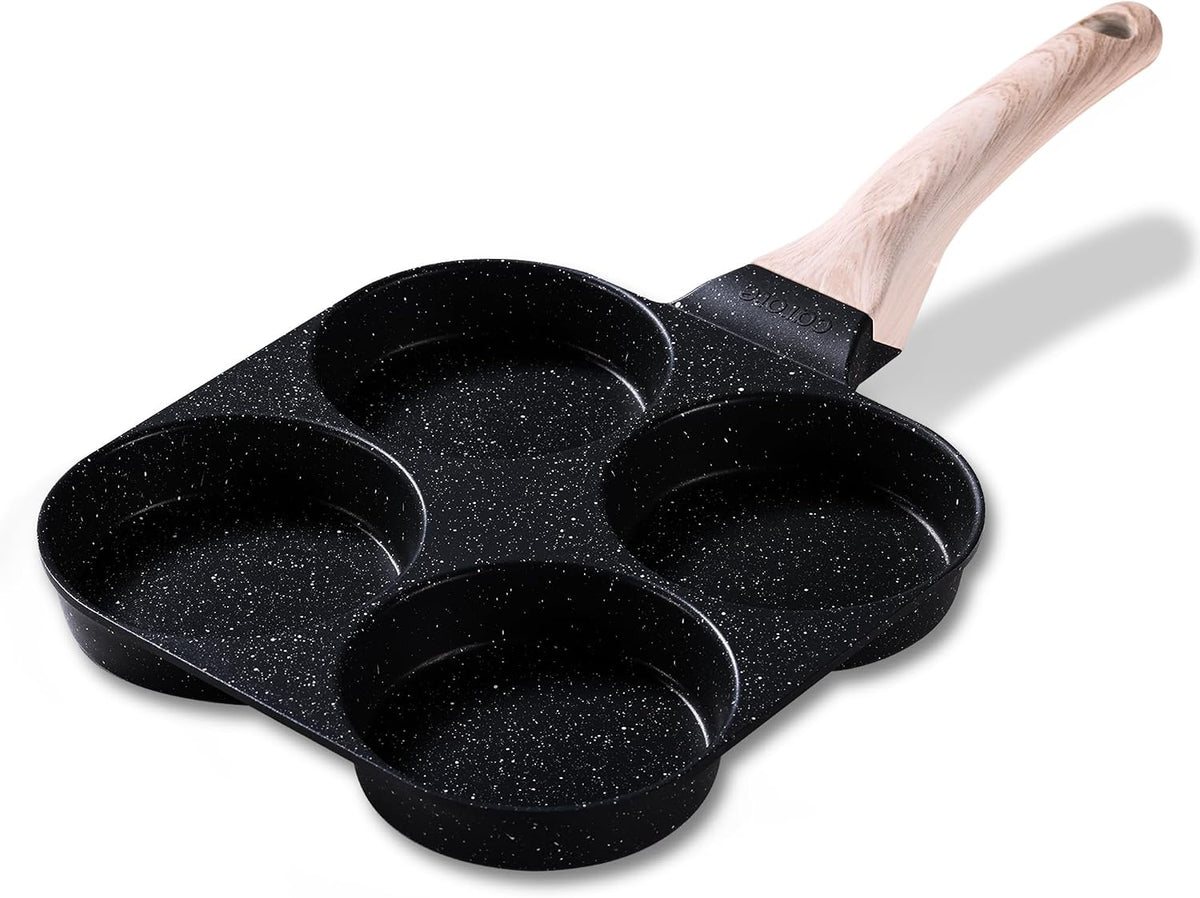 CAROTE 4-Cup Nonstick Granite Egg Pan, Cream White