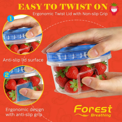 10 Pack 17oz Reusable Freezer Storage Containers with Twist Top Lids Airtight, Clear Plastic Food Storage Meal Prep Containers for Leftover Lunch Fruit Salad Snack, Small Soup Container Microwave Safe
