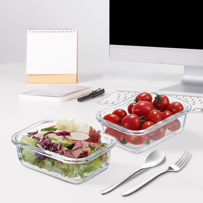 GULFLIN 12 Pack 22oz Glass Meal Prep Containers, Food Storage Containers with Lids, Air-Tight, Leak-Resistant, Freezer to Microwave Safe - Grey Set