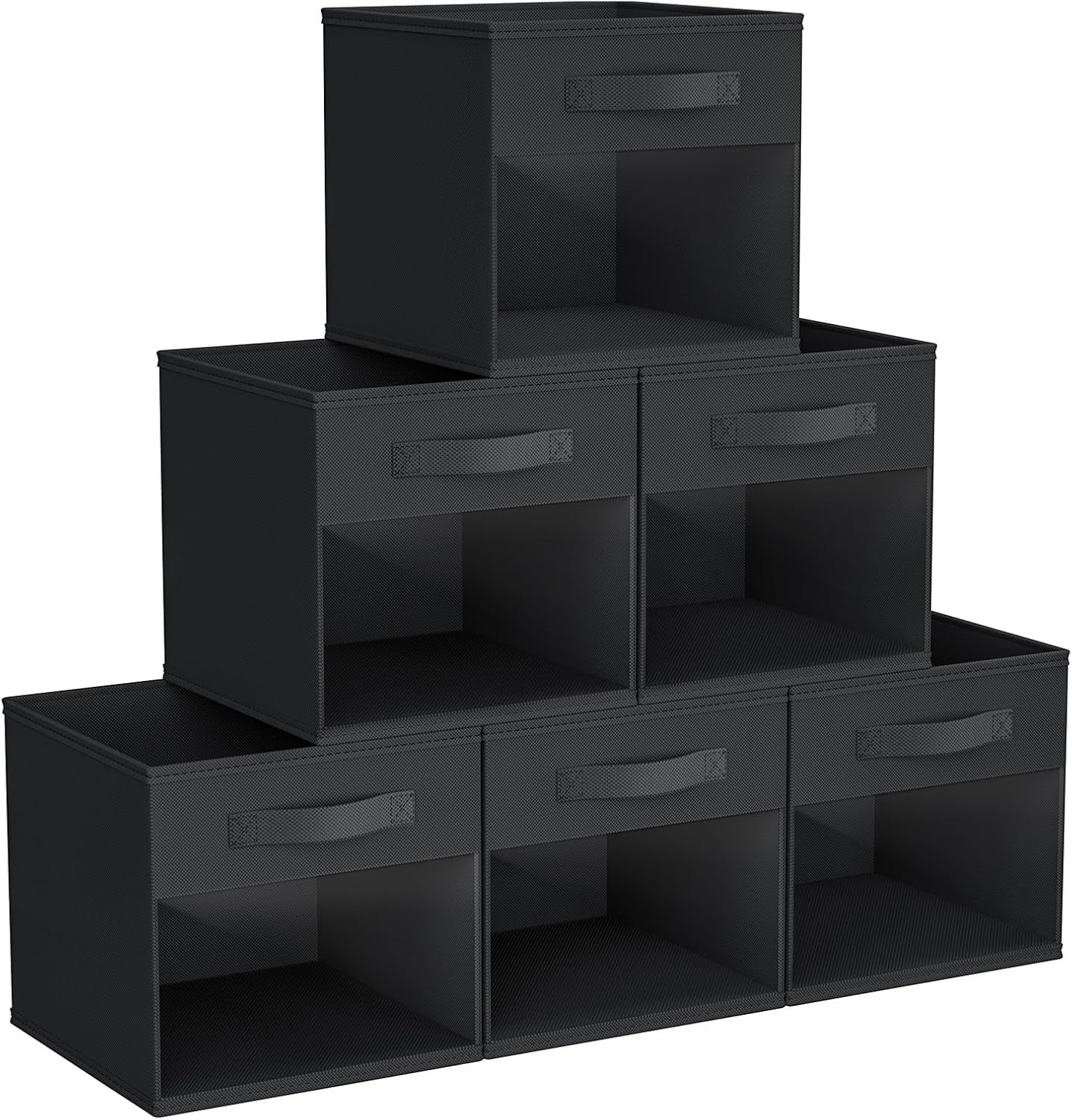 DIMJ Storage Cubes, 11x 11 inch Cube Storage Bin, 6 Pack Closet organizers and storage Bins with Window, Collapsible Baskets with Handle for Shelves, Clothes, Toys, Books (Grey)