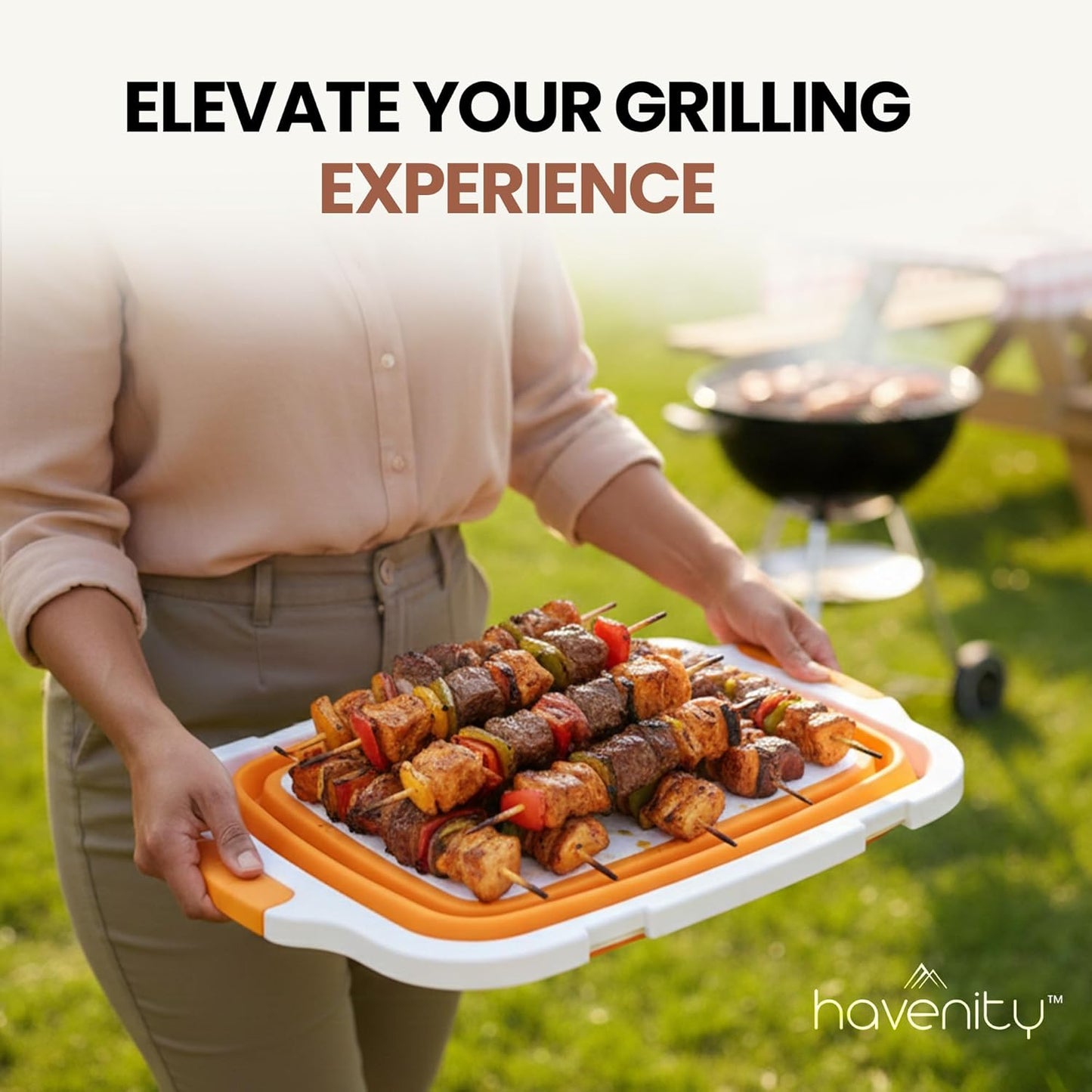 BBQ Prep Tub 2 Pack (8L+8L) - Multifunctional Collapsible Camping Cutting Board with Upgraded Locking Lid, Meal Prep Meat Storage Container Perfect for Grilling, Outdoor Cooking (Large x 2)