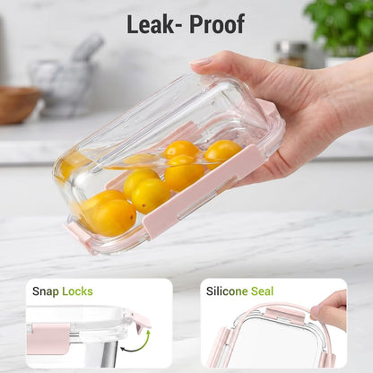 Dealusy 10 Sets (20-Piece) 36 oz & 12 oz Glass Food Storage Containers with lids, Airtight Leak-proof Glass Meal Prep Containers with Lids, Microwave Oven Freezer Dishwasher Safe, Gray