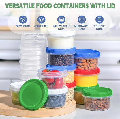 Freezer Storage Containers, 16 Pack 10 oz Plastic Food Storage Containers with Twist Top Lids, Meal Prep Containers for Soup Snack Fruit, BPA Free, Leakproof, Microwave & Dishwasher Safe