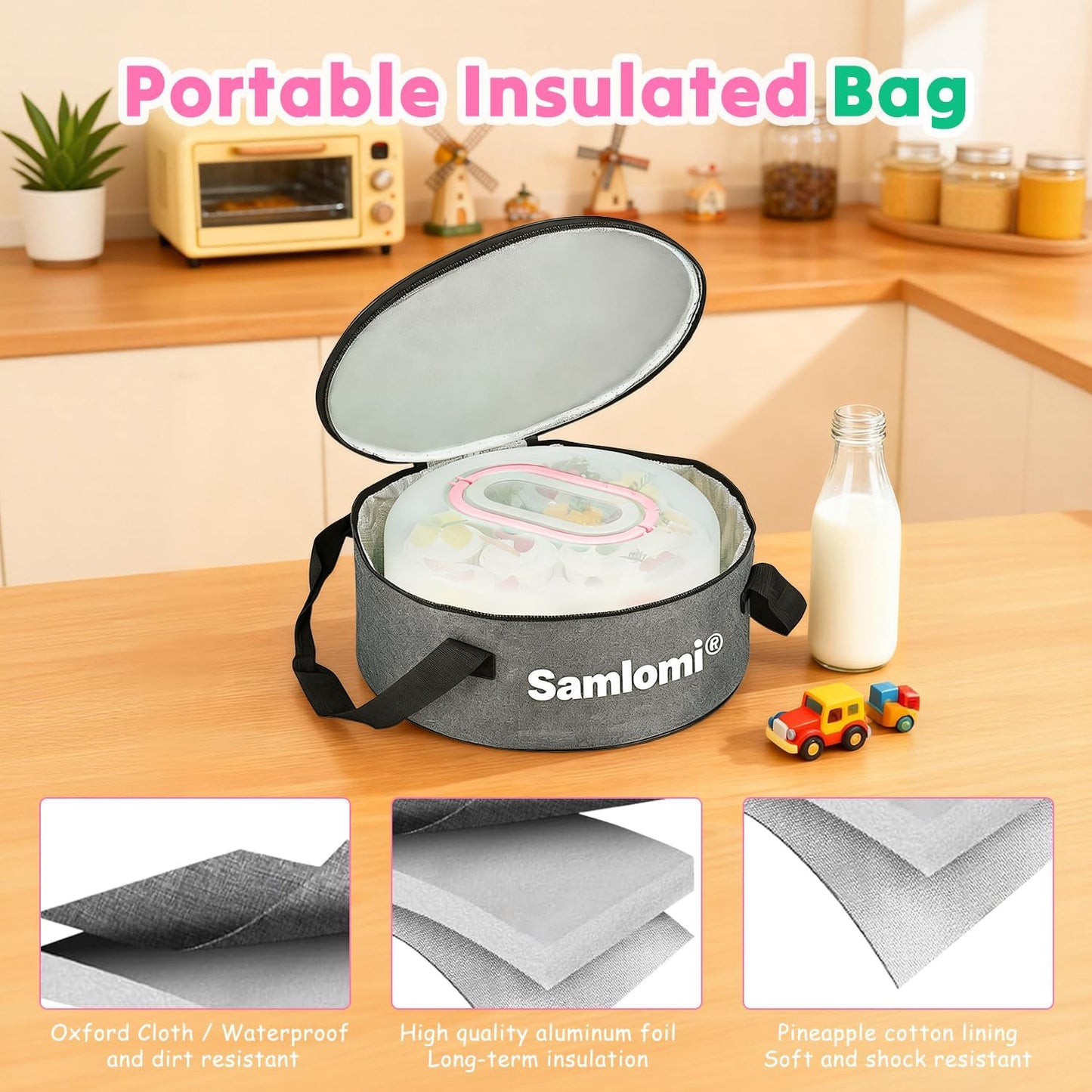 Cake Carrier with Lid and Handle, Bpa-Free Cake Holder with Lid for 10 Inch Round Cake Carrier with 10 pcs Round Golden Cake Boards and Portable Insulated Bag & Two Boxes of Cupcake Paper Liners