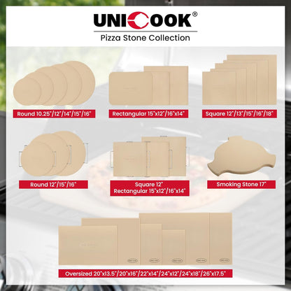 Unicook 15 x 12 Inch Pizza Stone for Oven and Grill, Rectangular, 6 Lbs
