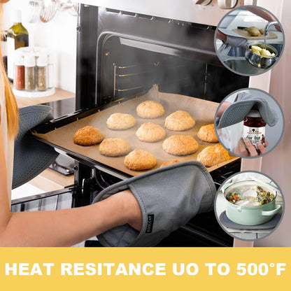 RORECAY 2-Pack Silicone Pot Holders for Kitchen, Hot Pads with Pocket, Gray