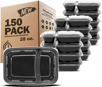 Freshware Meal Prep Containers 1 Compartment Food Storage Containers with Lids, Bento Box, BPA Free, Stackable, Microwave/Dishwasher/Freezer Safe (28 oz), 50 Count (Pack of 1)