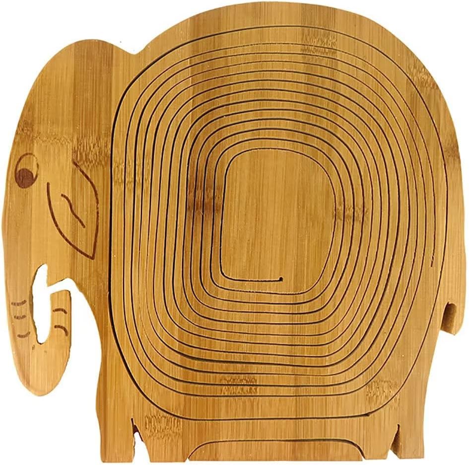 Foldable Bamboo Dried Fruit Basket Apple Shaped Collapsible Bread Nuts Baskets Candy Gifts Fruit Bowl Holder Wooden Snack Box for Kitchen Table