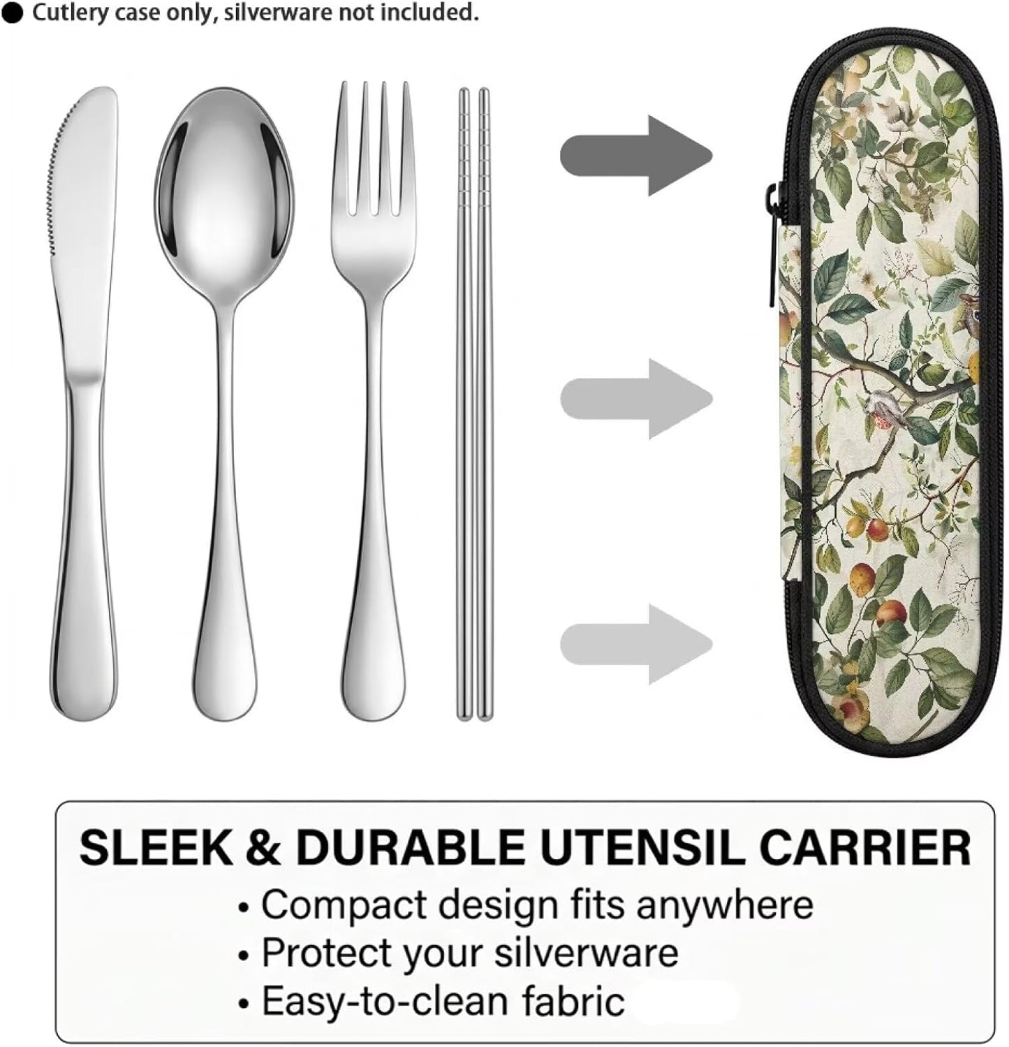 Travel Cutlery Set with Case for Kids Portable Utensil Case Reusable Silverware Pouch for School Travel Lunch Capybara Flower