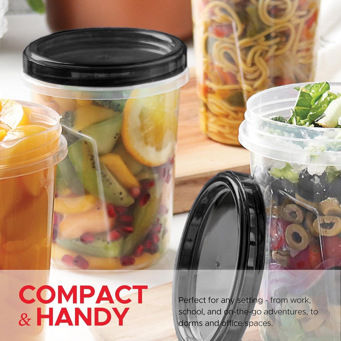 Tafura 10 Pack Leakproof Freezer Containers for Food with Twist Top Lids - 32 Oz BPA Free Reusable Plastic Soup Containers with Screw On Lids - Ideal for Meal Prep, Leftovers & Pantry Organization