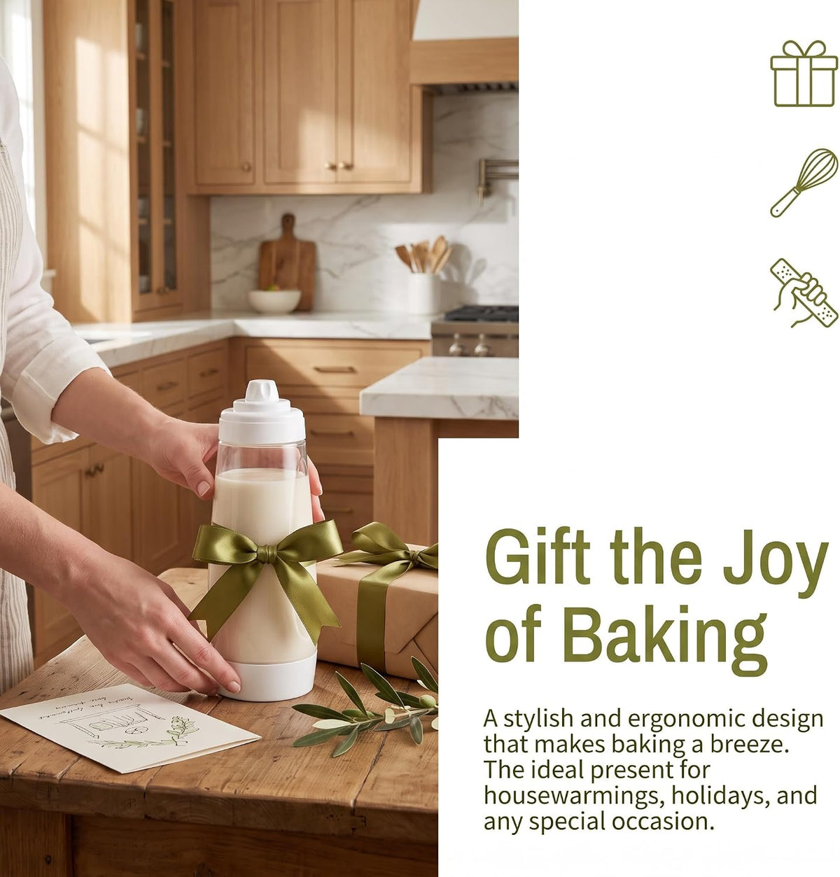 2PS Pancake Batter Bottle Dispenser & Mixer with Whisk Ball