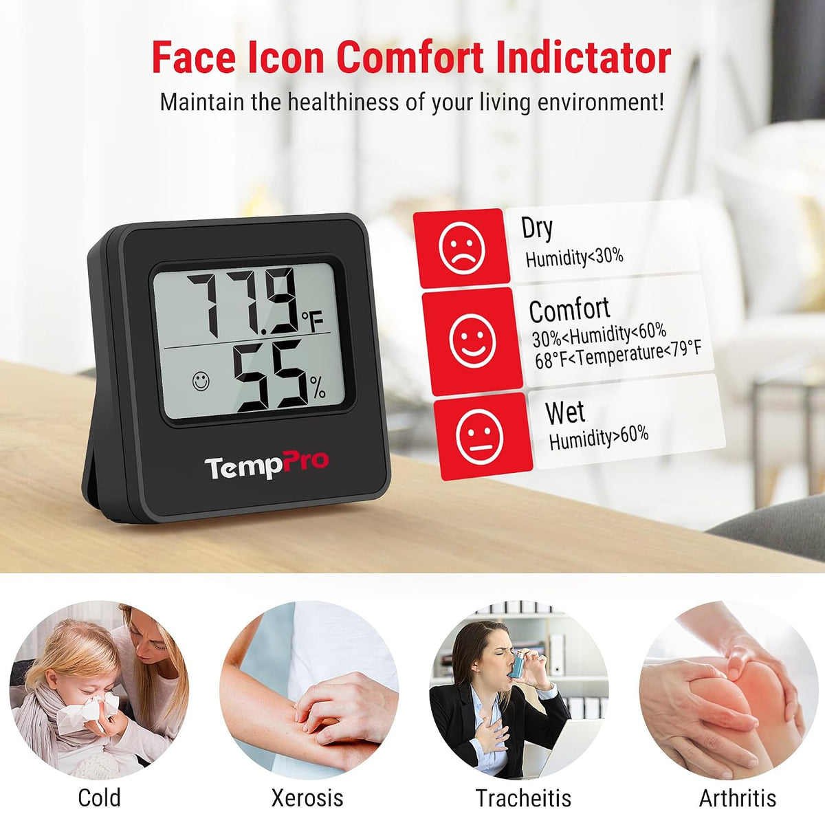 TempPro TempAir Hygrometer Indoor Thermometer for Home