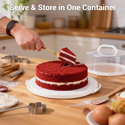 12 Inch Cake Carrier with Lid and Handle – Heavy-Duty Cake Container for Baking Events & Outdoor Trips | Adjustable Height,Portable Food Cake Carrier Storage Solution for Picnics & Camping