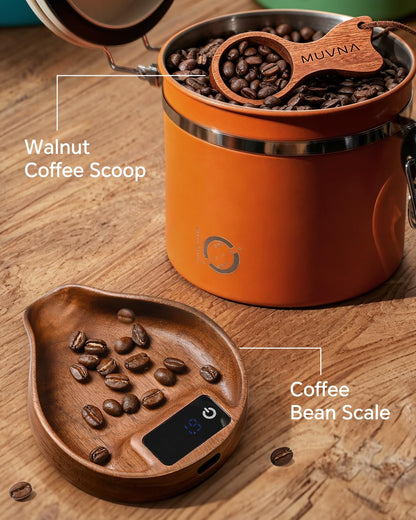 Walnut Coffee Bean Scale Set with Spritzer, Coffee Lover Gifts