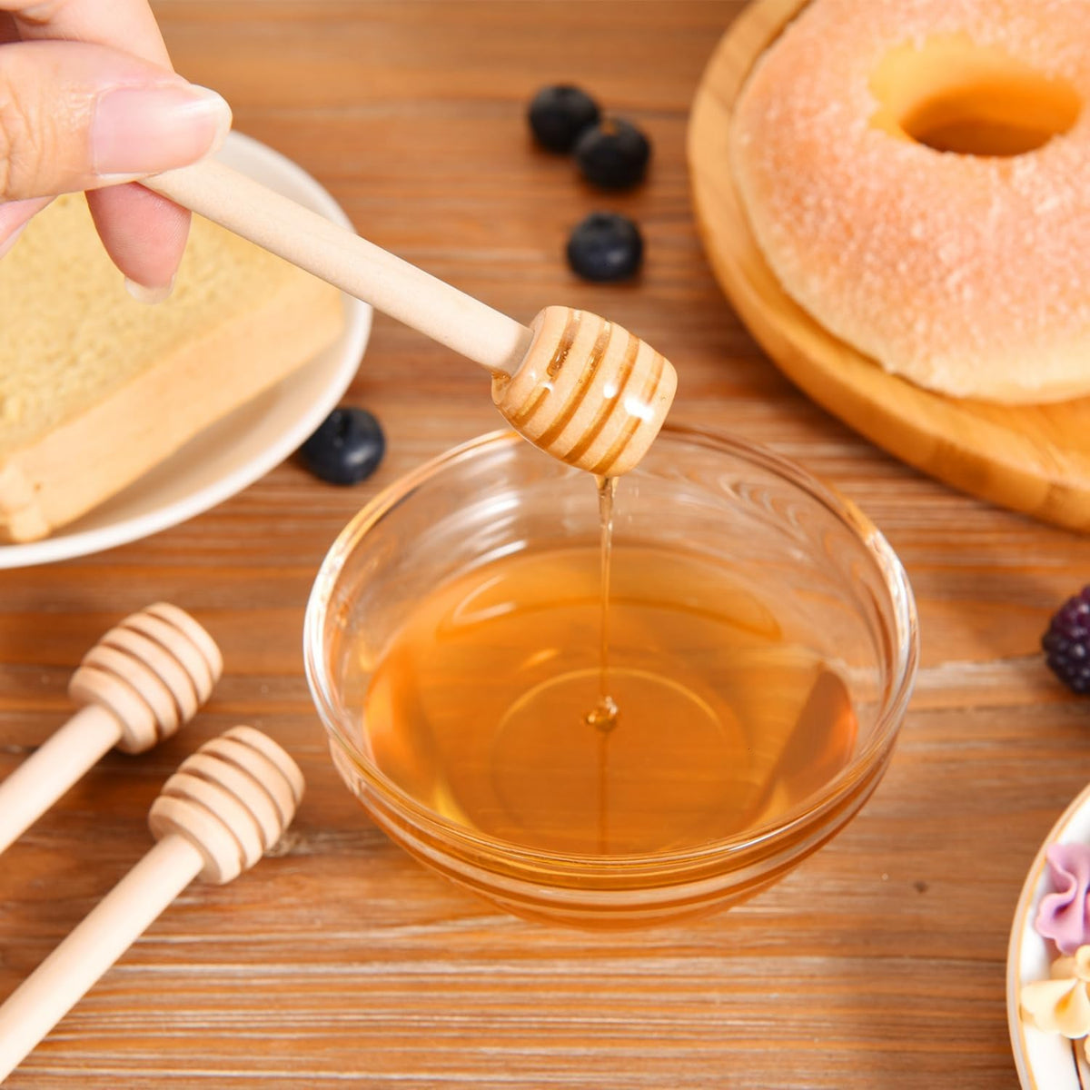 Wooden Honey Dipper Sticks, 3 Inch Honey Sticks Mini Honeycomb Sticks, Mini Honey Dipper Honey Stirrers for Honey Jar Dispense Drizzle Honey and Wedding Party Favors Gift