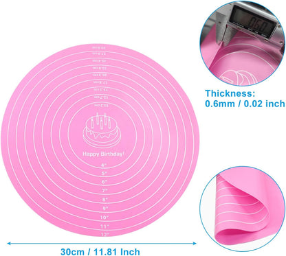 Hitefu 12 Inch Round Silicone Cake Mat, Green