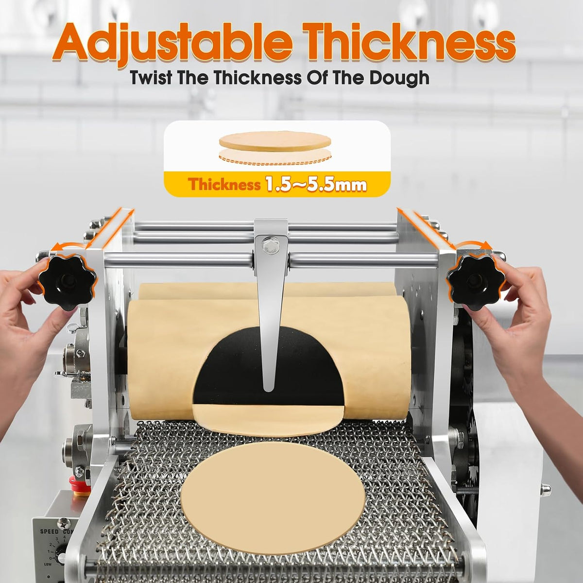 Electric Tortilla Maker with 2 Molds(4in/6in), Automatic Corn Tortilla Making Machine with Adjustable Customize Thickness (1.5-5mm), Non-Stick Coating, Chapatti Machine for Pita Tortilla Pizza (Gold)