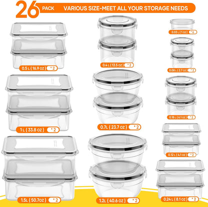 JSCARES 62 PCS Large Food Storage Containers with Lids Airtight (31 Lids & 31 Containers)- Reusable Plastic Leakproof Meal-Prep Container for Kitchen Storage Organization Microwave/Dishwasher Safe