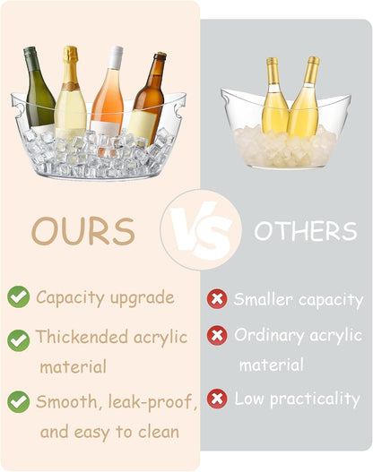 2-Pack Clear Acrylic Ice Buckets for Parties (5.5L Each) – Plastic Beverage Tubs with Scoops – Wine Bucket Chiller for Parties, Drink Buckets for Outdoor Events, Mimosa Bar, BBQ