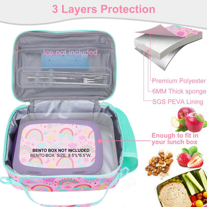RHCPFOVR Kids Initial Lunch Bag - Insulated Lunch Box for Boys Girls,Washable Lunch Bag and Reusable Toddler Leak-proof Lunchbox for School and Daycare - Colors A