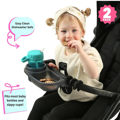 Swanoo Universal Stroller Snack Tray | Compatible With Nuna Mockingbird Bugaboo Uppababy | Stroller Bumper Bar Tray Attachment with Cup Holder | Baby Toddler Disneyland Essentials Stroller Accessories
