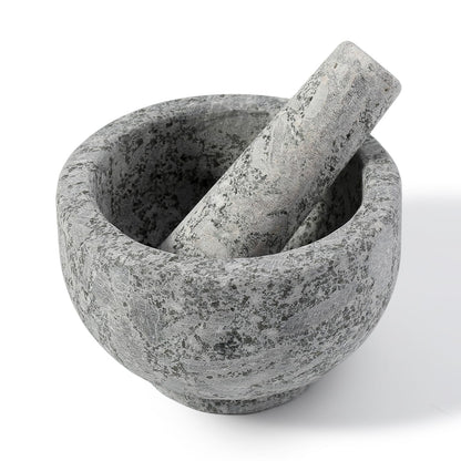Koville Natural Marble Mortar and Pestle Set, 5" Heavy Duty Granite Grinder for Kitchen, Guacamole, Salsa, Pill Crusher, Spice, Herb, Marble Bowl for Kitchen Counter, Granite Spice Grinder Bowl