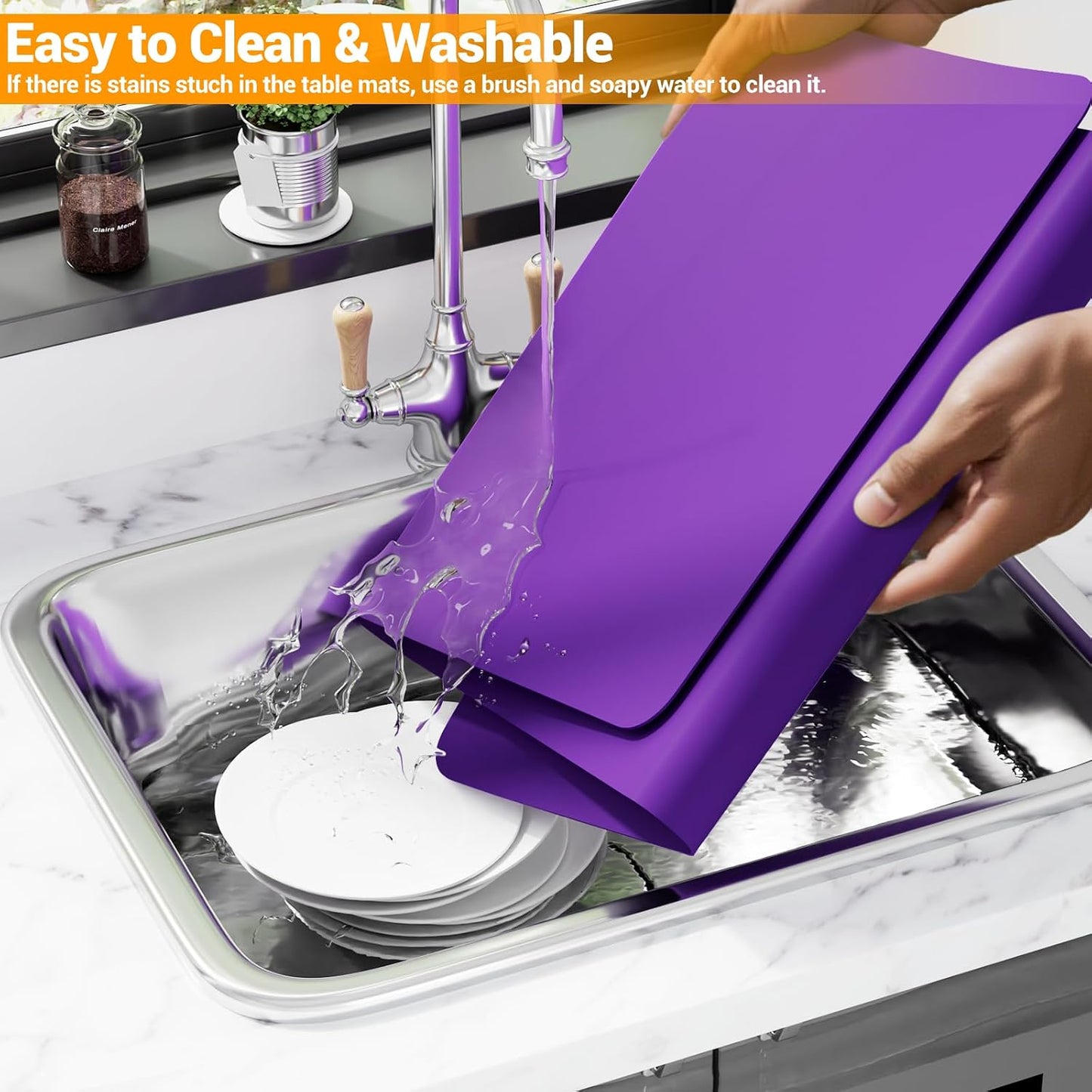 Food Grade Silicone Table Protector Mat 47x24 Inch, Heat Resistant Desk Pad for Baking/Painting/Resin/Welding, Non-Slip Waterproof Surface Easy Clean (3 Colors) (Gray)