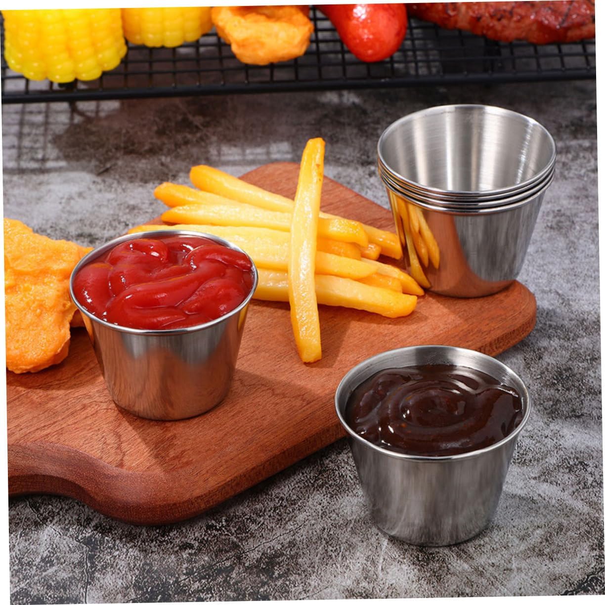 OUNONA 20pcs Stainless Steel Dipping Bowls Sauce Cups for Ketchup Condiments Appetizers for Restaurants and Home Use Versatile Kitchen Storage