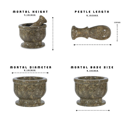 Mortar and Pestle Set – Large Stone Grinder with Polished Bowl & Non-Slip Base | Elegant Onyx Marble Kitchen Tool for Spices, Herbs & Guacamole