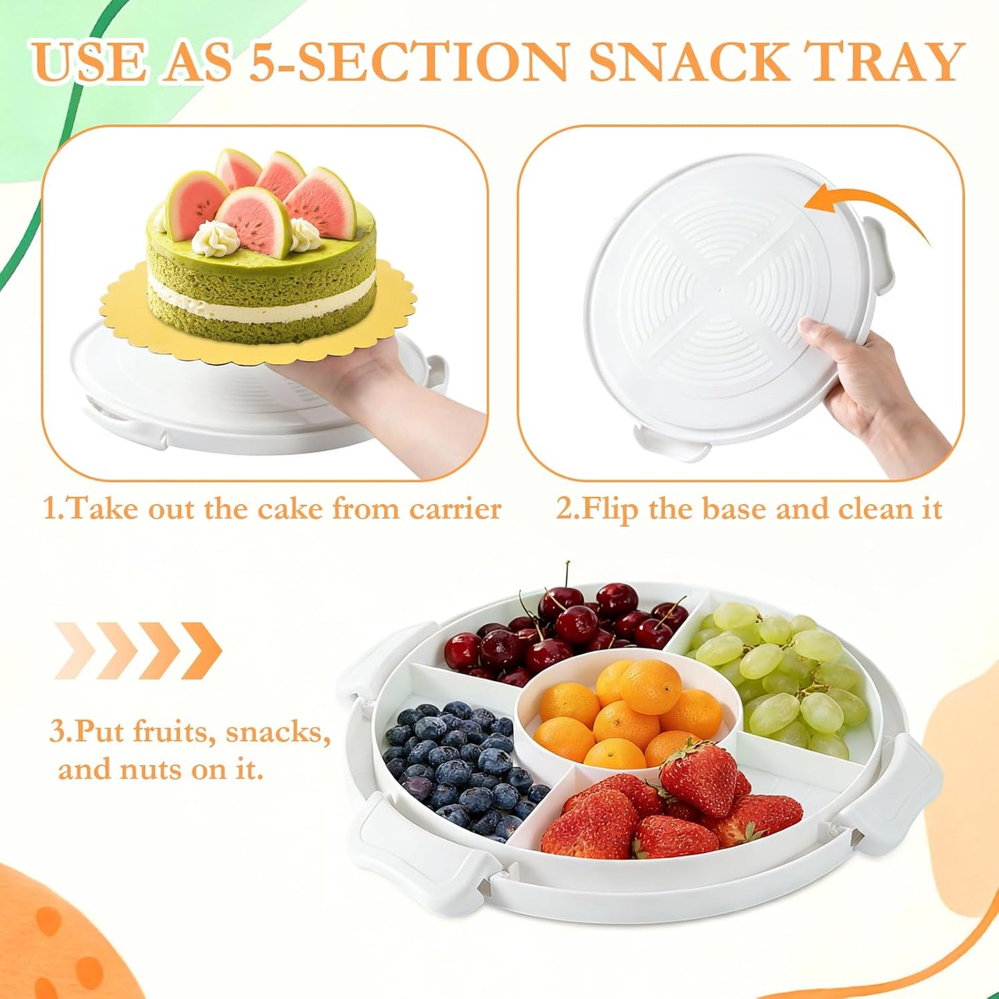 10 Inch Cake Carrier with Lid and Handle, Round Cake Container Cake Cover with 10 Inch Cake Boards & Cupcake Carrier, Portable Cake Holder with Lid for Transport Pie Nuts Fruit, Green