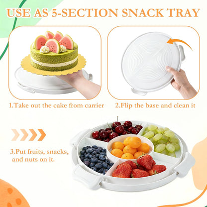 10 Inch Cake Carrier with Lid and Handle, Round Cake Container Cake Cover with 10 Inch Cake Boards & Cupcake Carrier, Portable Cake Holder with Lid for Transport Pie Nuts Fruit, Green