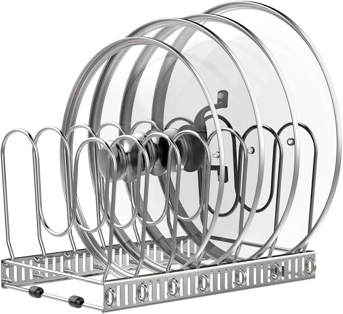 Housolution 2 Pack Pot and Pan Lid Organizer Holder Storage Rack, Black