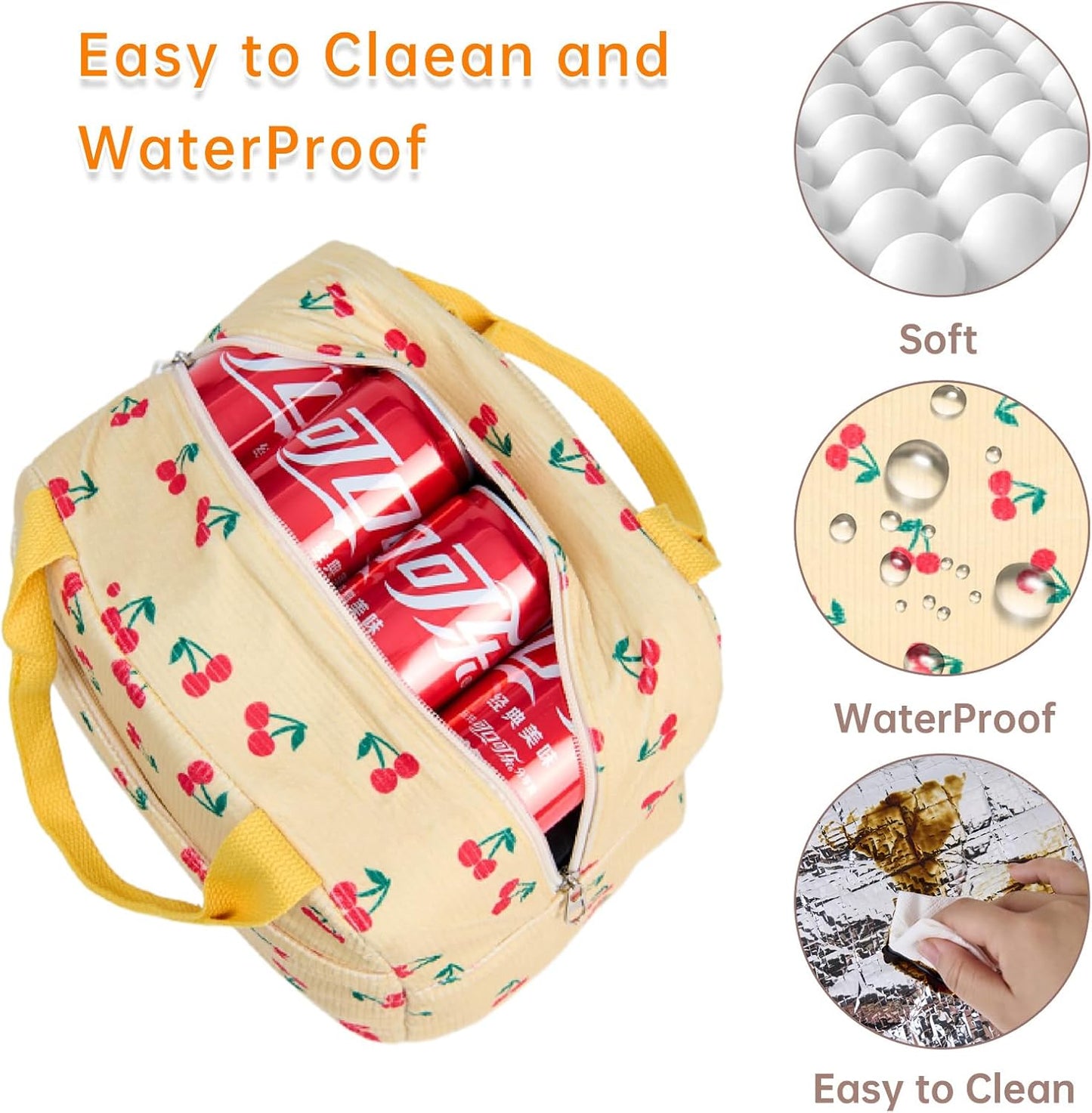 Lunch Bag for Women Men Girl,Large Cute Corduroy Lunch Tote Bags - Reusable Insulated Lunch Box for women with Handle, Leakproof WaterProof Design for Office, School, Work,Picnic.