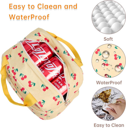 Lunch Bag for Women Men Girl,Large Cute Corduroy Lunch Tote Bags - Reusable Insulated Lunch Box for women with Handle, Leakproof WaterProof Design for Office, School, Work,Picnic.