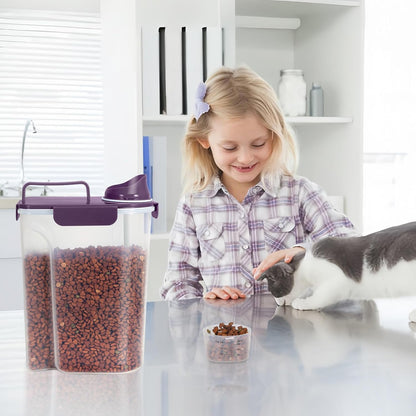 LEAWALK 5-7Lbs Cat Dog Storage Container, Portable Pet Food Containers with Upgraded Large Spout and Cup, Small Animal Kibble Dispenser for Bird Seed, Oatmeal, Rice, Flour, Brown Sugart-Dark Green