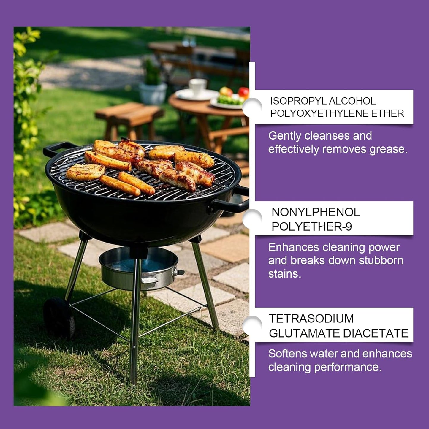 Fast-Acting Heavy Duty Grill Degreaser Spray – BBQ Grill Cleaner for Outdoor & Kitchen, Removes Stubborn Grease & Burnt-On Residue, Multi-Surface for Stainless Steel, Oven Racks & Griddles