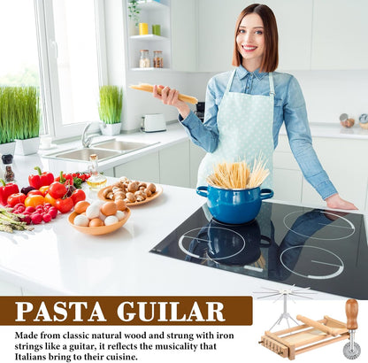 Silifine 4 Pcs Pasta Guitar Chitarra Cutter Pasta Maker Tool Set