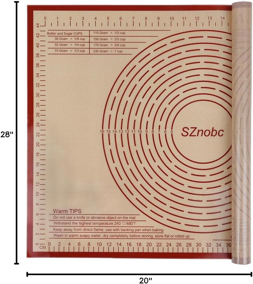 Non-slip Silicone Pastry Mat 36''By 24'' Nonstick Baking Mats Extra Large Counter Mat for Dough Rolling, Pastry, Pie Crust, Fondant, Cookies, Bread, Pasta, Pizza Mat