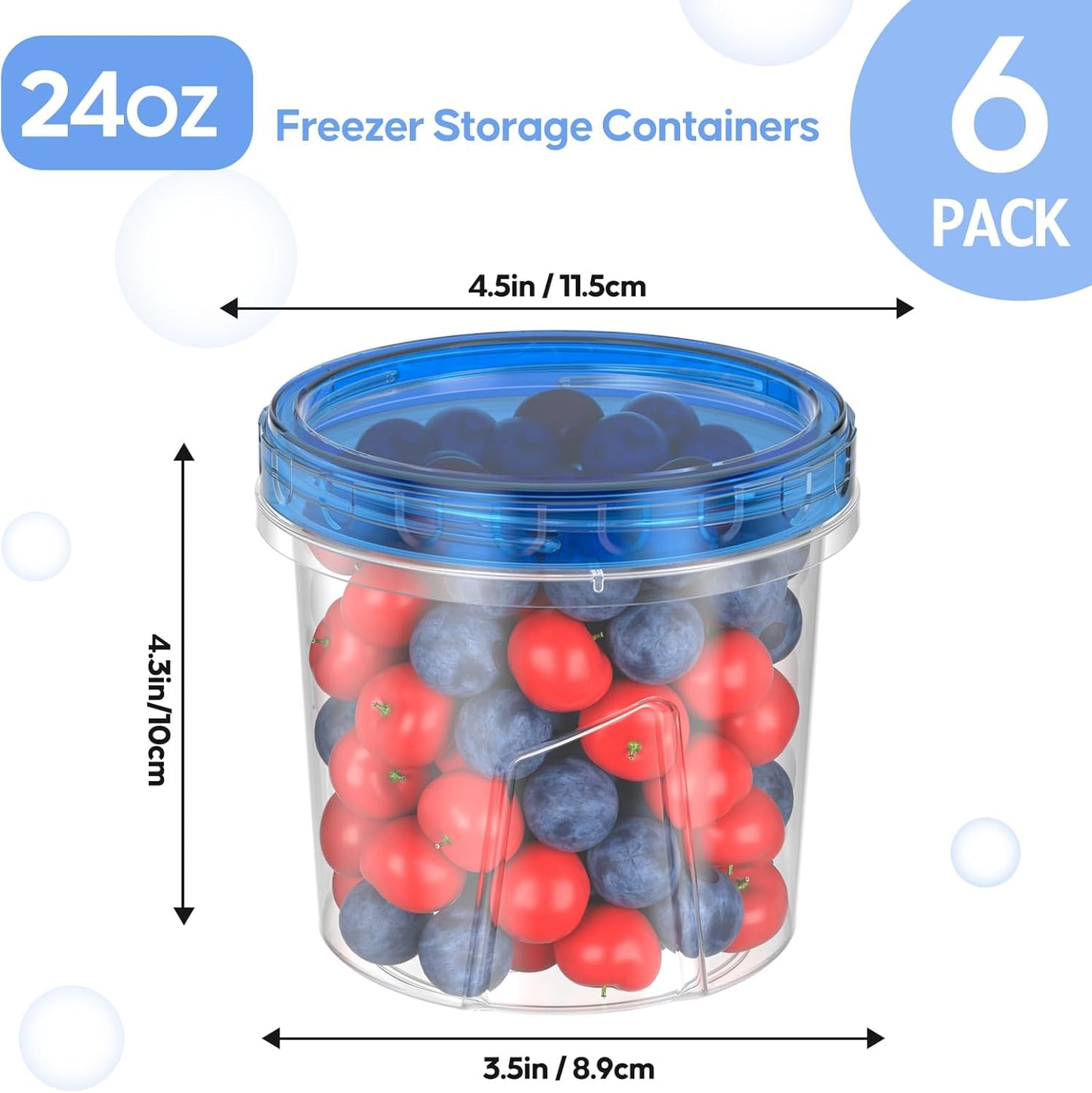 10 Pack-32 OZ Freezer Storage Containers, Small Plastic Food Storage Containers with Twist Top Lids, BPA Free and Reusable Meal Prep Containers Microwave/Dishwasher Safe