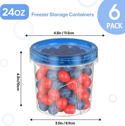 10 Pack-32 OZ Freezer Storage Containers, Small Plastic Food Storage Containers with Twist Top Lids, BPA Free and Reusable Meal Prep Containers Microwave/Dishwasher Safe