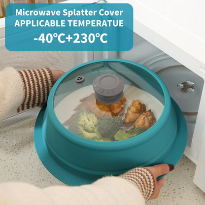 Collapsible Microwave Splatter Lid with Vented Tempered Glass Cover Wok Lid for Microwave Safe, Stockpot Steamer Pot Pan Round Bowl 6" 7" 8" 9" 10" 11" 12" Universal Multifunction Silicone Cover