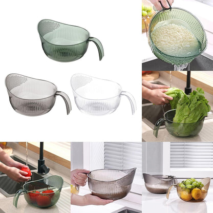 Functional Rice Washing Colander Efficient Draining Bowl Practical Sink Basket PET Suitable for Washing Rice, Clear