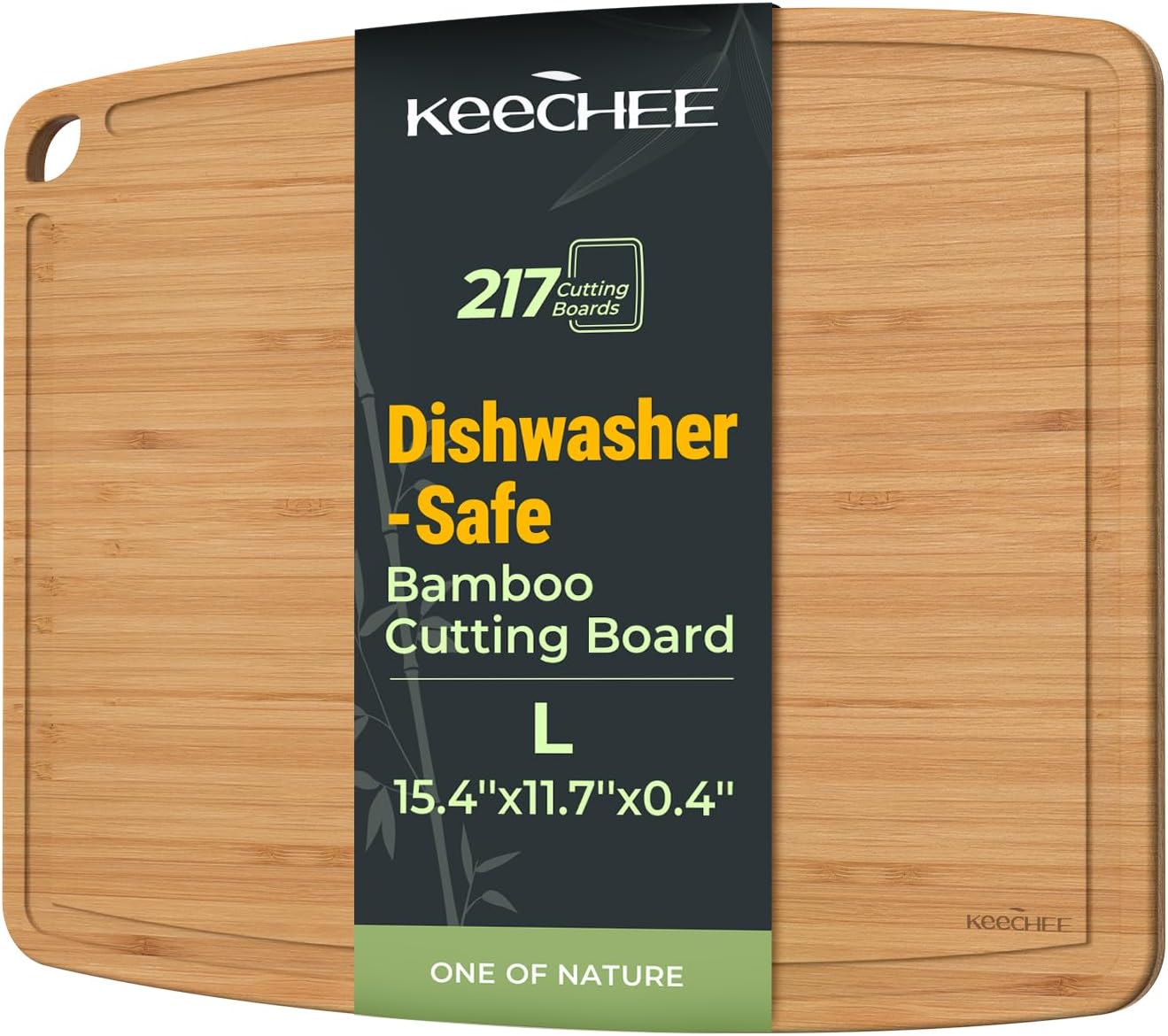 Keechee Dishwasher Safe Bamboo Cutting Boards Durable Lightweight Wood Cutting Board for Busy Kitchen, Easy Clean Wooden Chopping Boards with Juice Groove Set of 3 (L+M+S)
